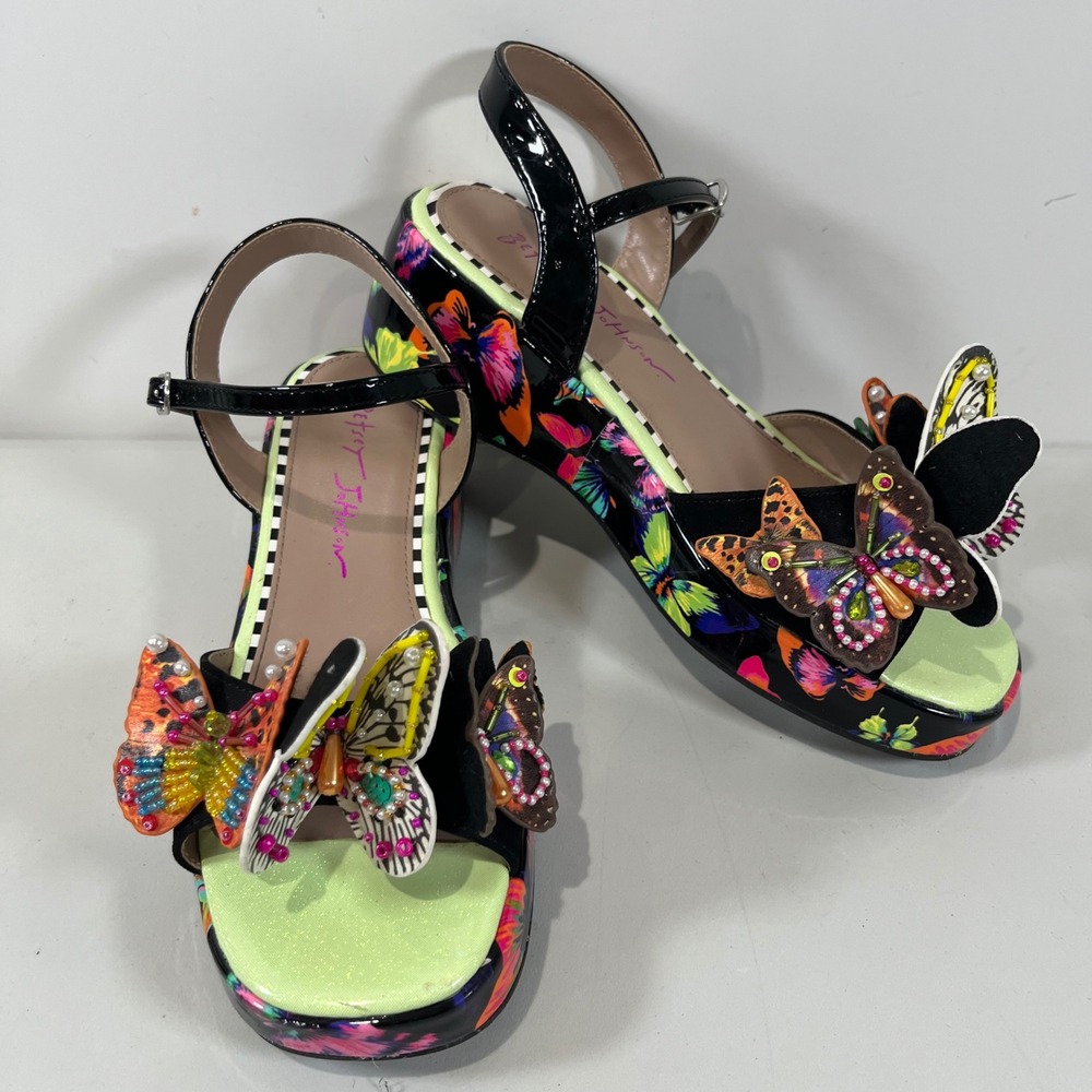 Betsey Johnson Lotty Butterfly Platform Sandals Kids 4/Womens 6 Colorful Whimsy